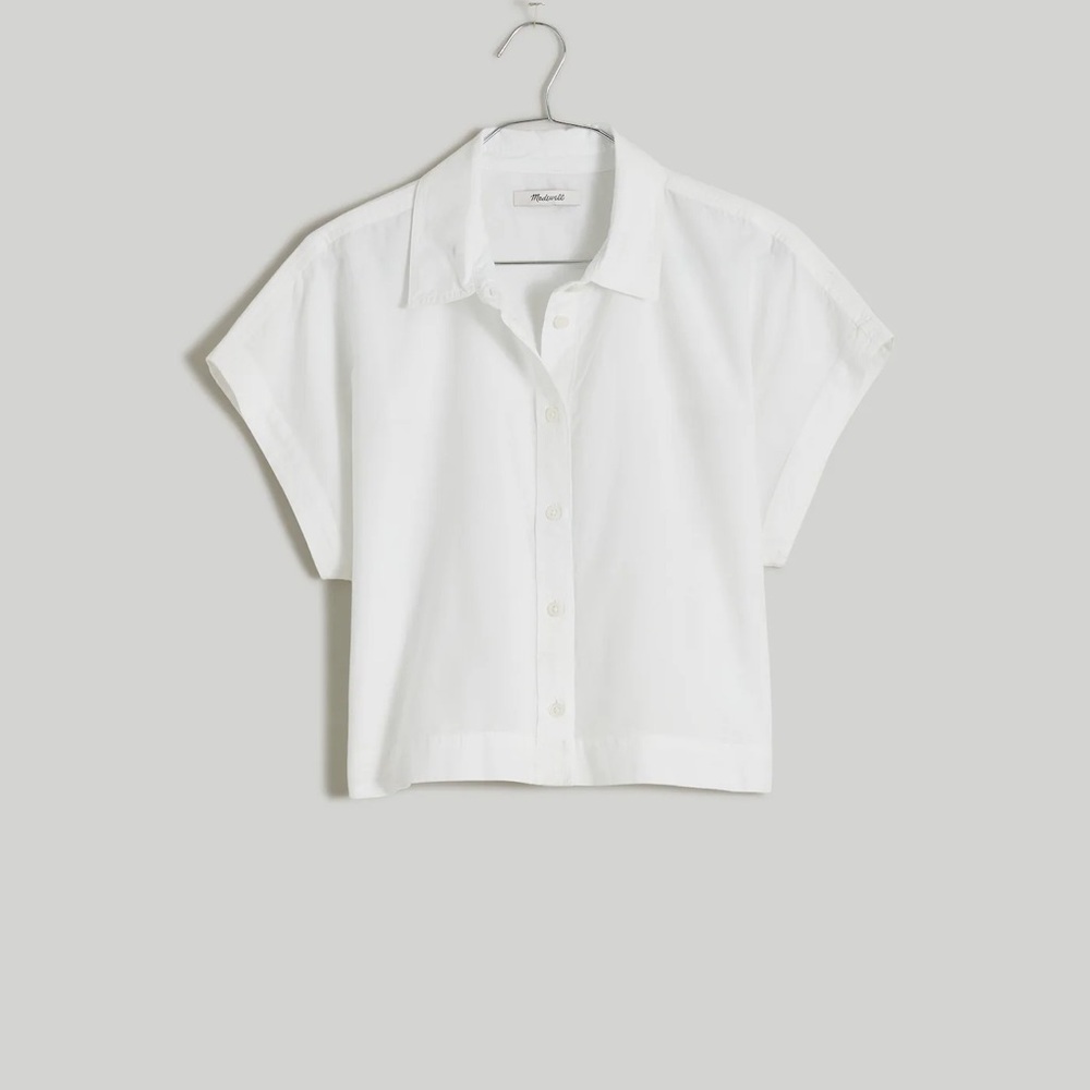Madewell Crop Dolman White Button-Up Shirt Size S